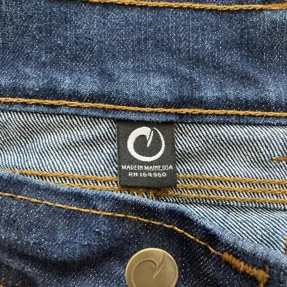 Origin Straight Leg Denim Jeans Mens 36 x 33 Dark Wash Made in Maine USA